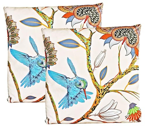 JACK 2er Set 45x45cm Motiv Outdoor Kissenhülle Kissenbezug Hülle Wasserfest Kissen Garten Stuhl Lotus Effekt, Farbe:Kolibri Blau