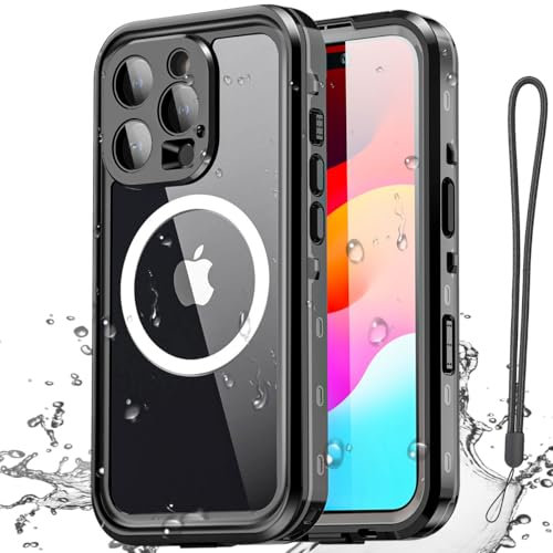 AICase Waterproof Case Compatible with iPhone 16 Pro Max with MagSafe Snowproof, Dustproof and Shockproof, IP68 Certified Full Body Protection Fully Sealed Underwater Cover Black
