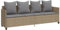 Makastle 4-Sitzer Sofa mit Kissen, Garten Schlafsofa Gartenliege Outdoor Sofa Couch Liege Sonnenliege Terrassenliege, Verstellbare Rückenlehne, Beige Poly Rattan