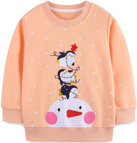 Mädchen Sweatshirt für Kinder Weihnachten Cartoon Pullover Baumwolle Langarm Top Größe 92-122, 1-7 Jahre