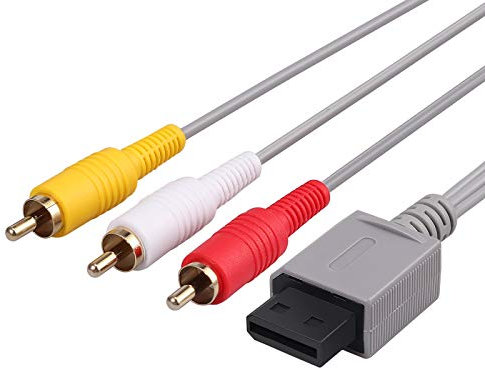 Cable AV para Wii/Wii U, 1,8 m, compuesto retro, 3 RCA chapado en oro, cable estándar AV para Nintendo Wii Wii U