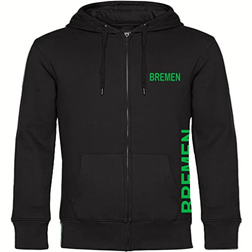 multifanshop Kapuzen Sweatshirt Jacke - Bremen - Brust & Seite - Druck grün - Sweat Größe XL schwarz