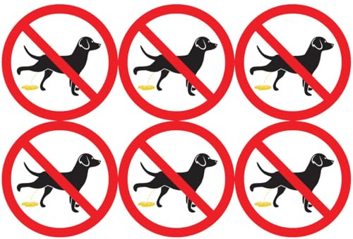 Ambiance Sticker Autocollant Panneau de Adhesive Pipi de Chien Interdit Signalétique Laminé Plastifié Résistant à l'eau et aux U - Ne pas Laisser les Chiens Uriner Rond - 6 stickers de 15 cm ⌀