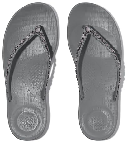 Fitflop Damen Iqushion Multi-Crystal Ergonomische Zehentrenner, grau, 38 EU