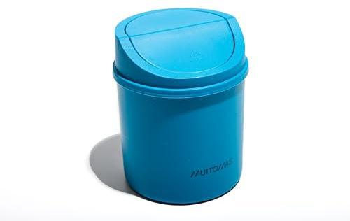 Muitomas, Mini Panier de Bureau Bleu Sarcelle, 13 x 13 x 17 cm, Capacité 2,455 L, Plastique, Ouverture Manuelle, Couvercle Amovible, Idéal pour Bureau et Maison