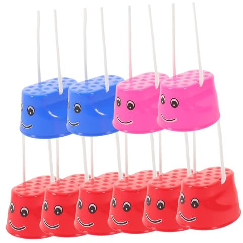 JOINPAYA 5 Paar Stelzen Spielzeug für Kinder Outdoor Sportspielzeug Sensorische Integration Trainingsgerät Dickes Kunststoffmaterial mit Stabilem Seil für Kindergarten und Freizeit