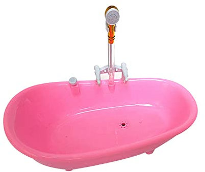 HuadaXtai Baignoire de Poupée à L'échelle 1: 6, Décoration de Maison de Poupée, Jouets de Simulation pour Enfants, Maison de Poupée Miniature, Baignoire électri, Rose