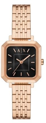 Armani Exchange Watch for Women, Quartz Three Hand Movement and 27 mm Case Size with Stainless Steel Strap, Dark Gold