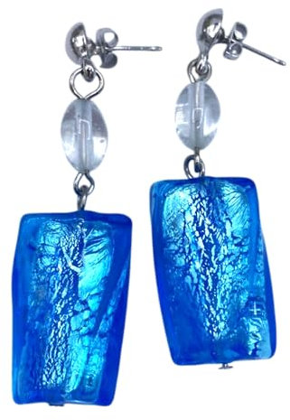 Ohrring aus Glas antik Murrina Venedig grün MULTY 1, L, Edelstahl, Glas