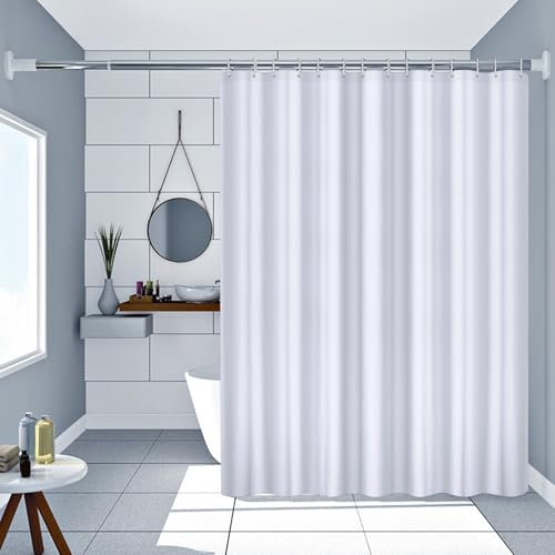 AMDXD Duschvorhang Weiß 300x200 cm Waffel Badevorhang Anti-schimmel Wasserdicht Badezimmer Vorhänge mit 12 Duschvorhangringe Duschvorhang Polyester für Badewanne