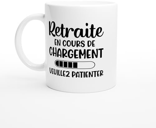 PassionCadeau Mug Retraite en Cours de Chargement Veuillez Patienter – Tasse Humour Retraité – Idée Cadeau Départ à la Retraite – Mug Original Collègue – Cadeau Fin de Carrière