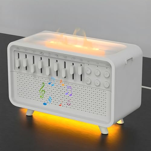4-in-1 White Noise Machine, Weißes Rauschen Humidifier mit 8 Umgebungsklänge & Nachtlicht, Sleep Sound Box mit Bluetooth Lautsprecher & 3 Timers, Aroma Diffusor für Babys Erwachsene Schlafzimmer Büro