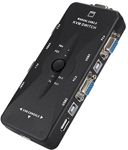 Computer -Kabel, Tastaturmausschalter 4 Port USB -KVM -Schalter mit SVGA, VGA und Monitoren für Vielseitige Konnektivitätsschalter für Benutzer mit Unterschiedlichen Anforderungen
