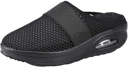 Generico Donna Sandali Estivi Comodi Ortopedici con Punta Aperta Scarpe Lavabili Sportivo Scarpe Senza Lacci 37 EU Black Tinta Unita