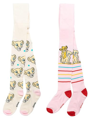 United Labels Disney Der König der Löwen Strumpfhose für Mädchen - Simba & Nala Kinder Strickstrumpfhose Kinderstrumpfhose Rosa Beige (2er Pack)