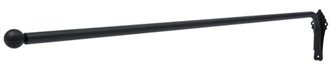 Vorhangschiene Displayständer, Schwerlast Schwenkarm-Fenstervorhangstange mit Endstücken, 25 mm Durchmesser, Gardinenstange für Wohnzimmer Badezimmer Vorhangfabriken 120cm (Schwarz)