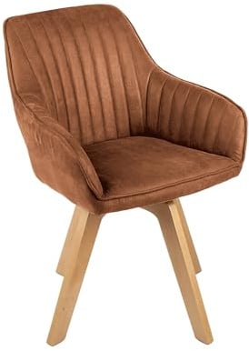 Drehbarer Design Stuhl Livorno - rost braun - Samt Buchenholz Beine mit Armlehnen Drehstuhl Esszimmerstuhl Essstuhl
