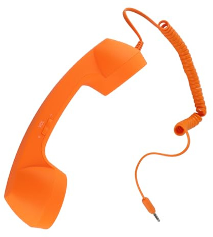 TOPINCN Mobiltelefonhörer Vintage Strahlungssicherer Telefonempfänger für Smartphones, Hervorragende Audioqualität für Retro-Liebhaber 3,5 Mm + -Schnittstelle (ORANGE)