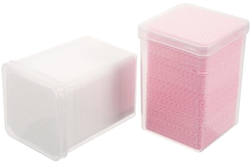 DIYEAH Eyelash Extension Glue Remover Pads Lint-Free Wipes for Lash and Nail Cleaning, 2 Boxes White and Pink Soft Cotton Sheets for Professional Beauty Use