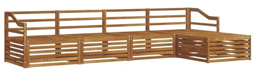 vidaXL Outdoor-Sofagarnitur 5 pcs Natur, Gartenlounge, Moderne Outdoor-Sofa, gemütliche Sitzgruppe, langlebige Terrasse für entspannte Stunden