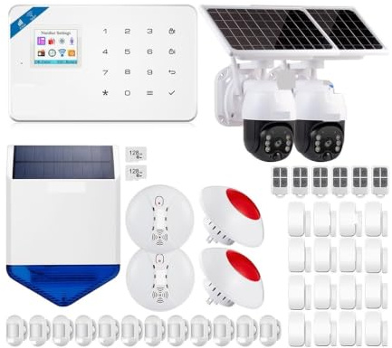 GSM Smart Home Security Alarm System Kit with 3MP IP Camera, Wireless Burglar Alarm, Tuya APP Control, Auto Dial Alert, 110dB Siren, Door & Window Sensor for Home Office Apartment，W181 Gsm Tuya Kit 3
