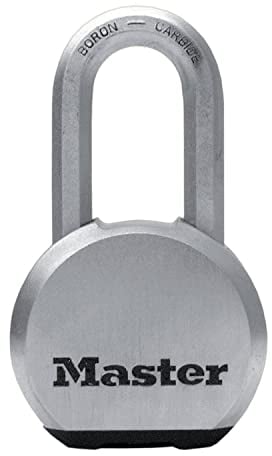 Master Lock M830EURDLH Candado Alta Seguridad, Llave, Acero Inoxidable, Exterior, Arco Largo, Adecuado para Portales, Garages, Sótanos