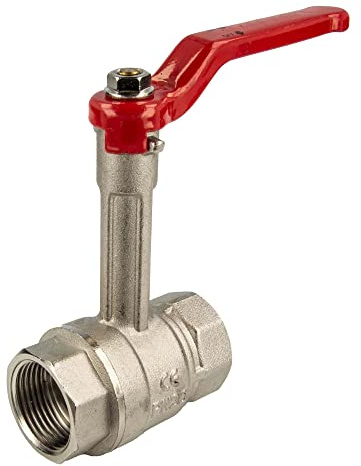 tecuro Kugelhahn mit verlängerter Spindel, beids. Innengewinde Rp 1 Zoll (DN 25) Messing vernickelt