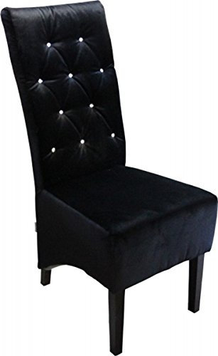 Casa Padrino Designer Chesterfield Esszimmer Stuhl Schwarz mit Bling Bling Glitzersteinen
