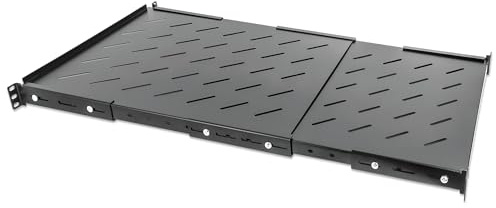 Intellinet 19 Inch Fixed Extending Shelf, 1U Extending Fixed Shelf, Steel, Black