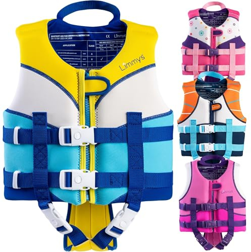 Limmys Gilet Natation Néoprène Enfant – Mousse Intégrée | Design primé et approuvé par les parents - Double système de fermeture sécurisé avec zip YKK Premium - Haute visibilité