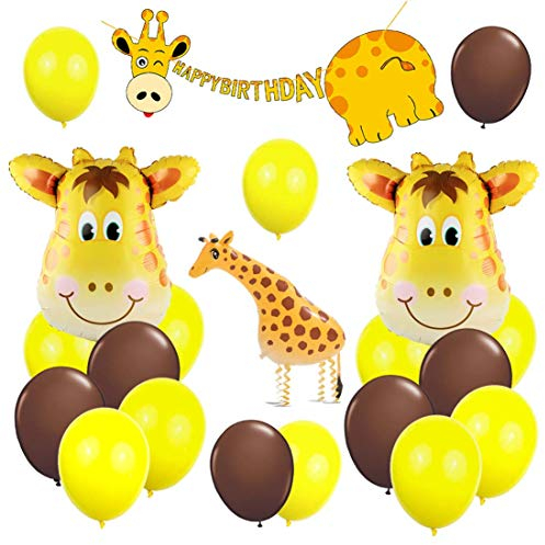 Kreatwow Giraffe Partydekorationen liefert Walking Giraffe Ballons Happy Birthday Banner für Geburtstagsfeier-Baby-Dusche