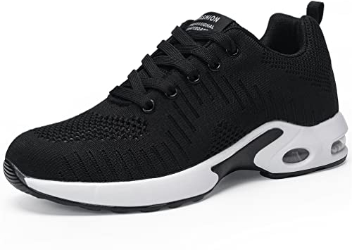 DANNTO Damen Laufschuhe Atmungsaktiv Turnschuhe Schnürer Leichte Stoßfest Mode Sportschuhe Outdoor Athletisch Sneaker für Gym Walking Jogging Laufen Basketball Frühling Sommer(Schwarz,39)