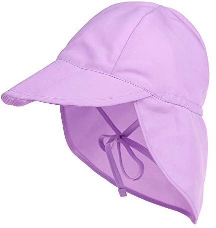 LACOFIA Sombrero de Playa de protección Solar para bebé Gorro de Verano de Solapa Ajustable Super Suave para niños Morado 6-18 Meses