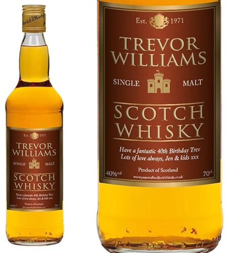 Personalised Malt Whisky 70cl with FREE Gold Gift Box. Any Name & Message for Any Birthday or Occasion