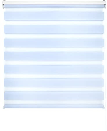 Blindecor Lira doppelrollo - duo rollo tag und nacht Hellblau - 80 x 180 cm (Breite x Länge) | Stoffgröße 77 x 175 cm | Fensterrollo zebra