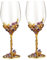 XUDREZ White Wine Glass, Handmade Painted Enamel Flower Gin Wine Glass Long Stem Lead Free Crystal Wine Glasses, Ideal Gifts for Women Mum Friends Mothers Day (Golden (Set of 2))