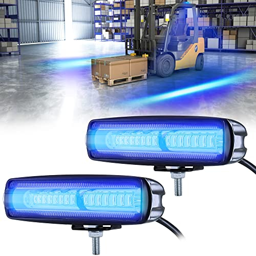 Dinfu 2Pcs LED Blaue Gabelstaplerleuchte,Led balu Blitzer Seitenlinie Markierungsleuchte Frontblitzer Warnlicht Stroboskop Blitzer 30W DC 12-80V Sicherheitslicht