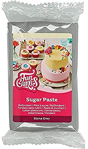 FunCakes Rollfondant Stone Grey: Einfach zu verwenden, glatt, flexibel, weich und biegsam, perfekt zum Dekorieren von Kuchen, halal, koscher und glutenfrei, 250 g