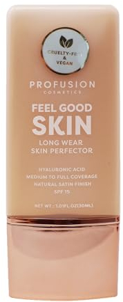 Profusion Cosmetics Leichte flüssige Foundation für eine makellose und elegante Ausstrahlung, atmungsaktives Make-up zur Verbesserung des ungleichmäßigen Hauttons, tierversuchsfrei - Light 1