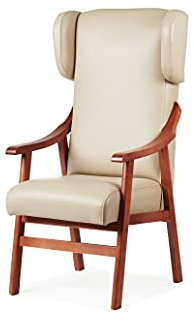 Gasten a gusto Silla con Brazos y apoya-Cabeza. Madera Cereza (Medidas: 117 * 69 * 57 cm) Tela Antimanchas: para Personas Mayores o geriátrico. (Polipiel Beige)