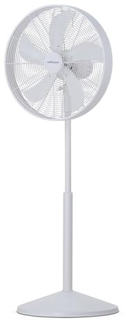 Mellerware - Ventilador de Pie Brizy Stand 50W | Diseño en Aluminio | 5 Aspas 40cm Metálicas | Oscilación | 3 Velocidades | Altura e Inclinación Regulable | Gran Flujo de Aire | Blanco