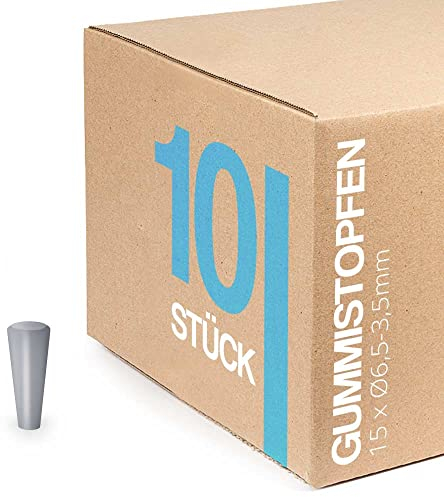 Tuuters 10x Gummistopfen, Abflussstopfen, Rohrstopfen, Blindstopfen, grau (15 x Ø6,5 x 3,5 mm)