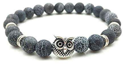 Achat Stein Armband Mit Eule Anhänger Frauen Mädchen Mode Charme Stretch Glück Perle Armreif Schmuck Geschenk Umweltfreundlich und Praktisch