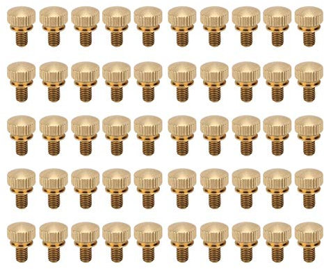 Vis à oreilles en laiton, 50pcs vis à oreilles moletées plates à tête ronde en cuivre pur fournitures industrielles antidérapantes(M5*8mm)