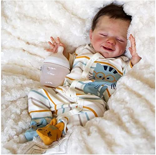 ACSEND Realistische 18 Zinch Reborn Puppe Baby Junge / Mädchen Schlafendes Handgemachtes Weiche Silikon Ganzkörper Kleinkindpuppen for Kind Geburtstag Spielzeug ( Size : Boy )