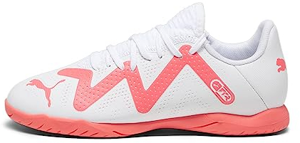 PUMA Future Play It Jr Fussballschuh, White Fire Orchid, 33 EU