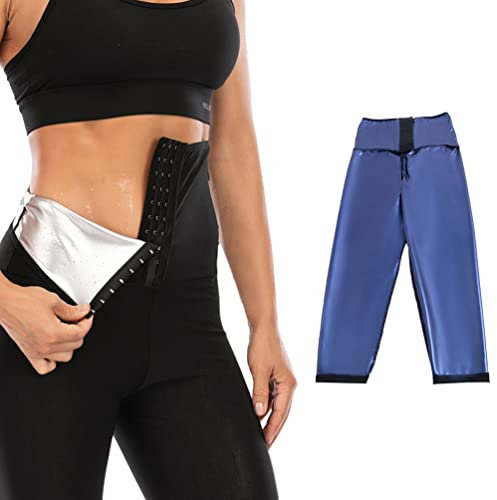 SUIUOI 2PCS Gewichtsverlust Hosen Sauna Kurz Hohe,Shorts Sauna Sporthose Abnehmen Hosen Laufhose Hot Thermo Sweat Schwitzhose Hosen, Taille Trainingshose Laufhose Abnehmen Leggings Body Shaper