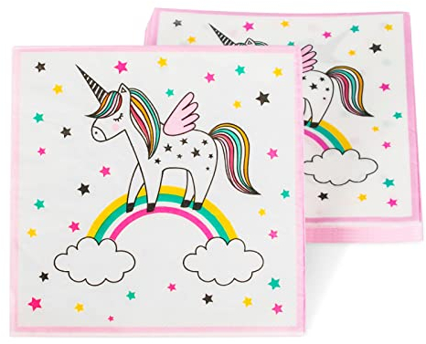 PARTY GO 40 STÜCKE Servietten einhorn, Kindergeburtstag, Partygeschirr33*33CM