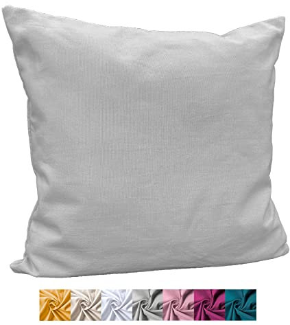 heimtexland ® Deko Kissenhülle Baumwolle Kissen Bezug Natur Dekokissen Typ849 Grau 40x40 cm