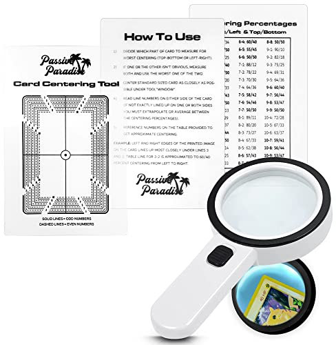 Passive Paradise Karten-Bewertungs-Zentrierwerkzeug-Set für Pokemon, 30-fache LED-Lupe und Reinigungstuch im Lieferumfang enthalten, Sammelkarten-Vorinspektionsset